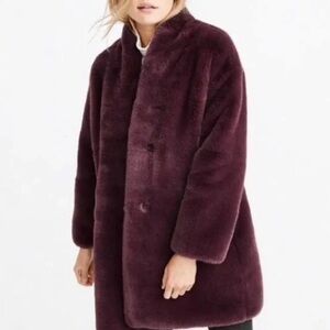 Abercrombie & Fitch Deep Burgundy Faux Fur Jacket